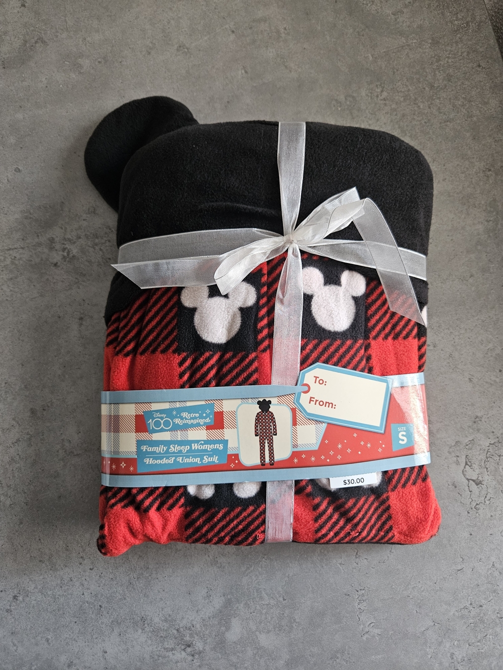 Disney Red & Black Mickey Plaid Hooded Suit